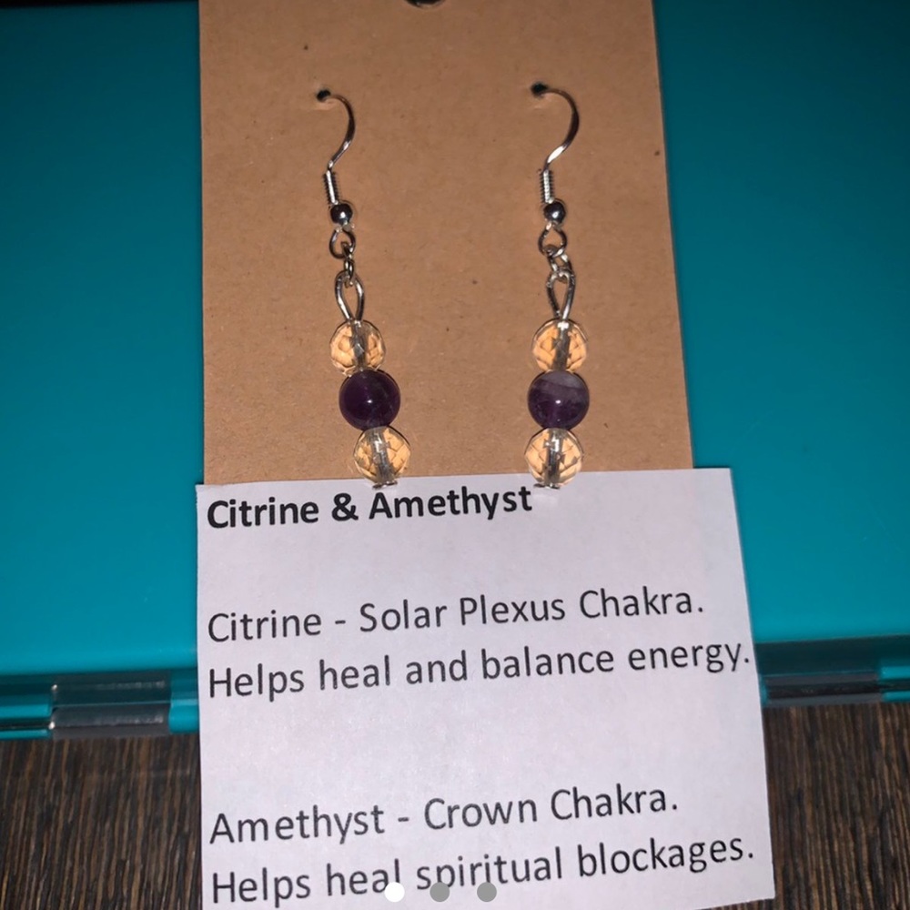 Citrine and amethyst chakra earrings